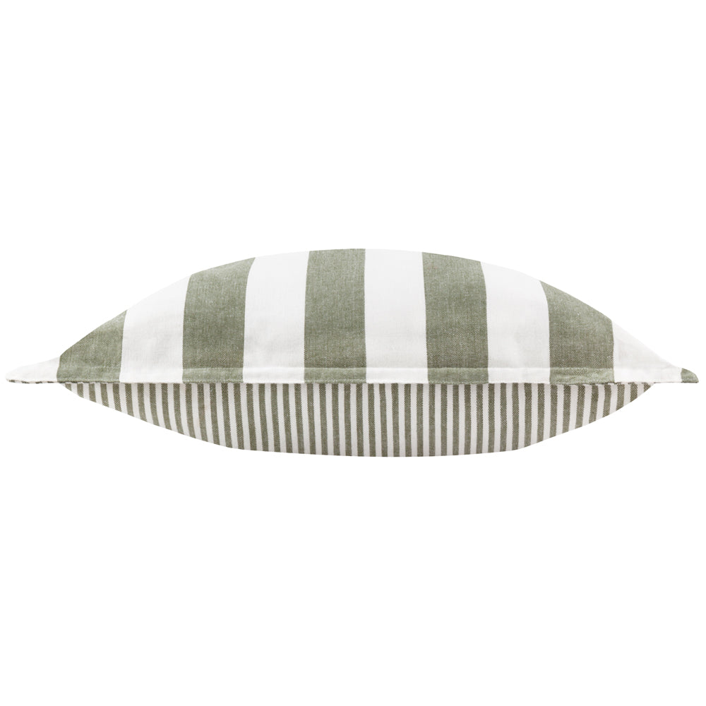 Striped Green Cushions - Hayle Cotton Outdoor Polyester Filled Cushion Moss Yard