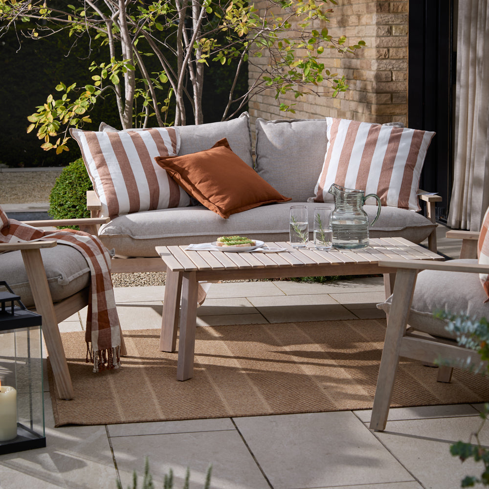 Striped Brown Cushions - Hayle 100% Cotton Outdoor Polyester Filled Cushion Pecan Yard