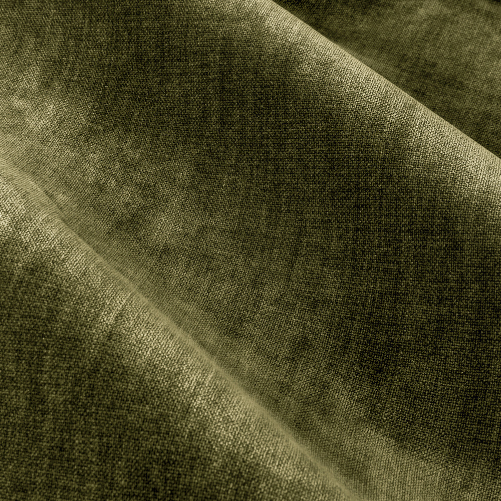 Plain Green Curtains - Heavy Chenille Velvet Room Darkening Pencil Pleat Curtains Olive Yard