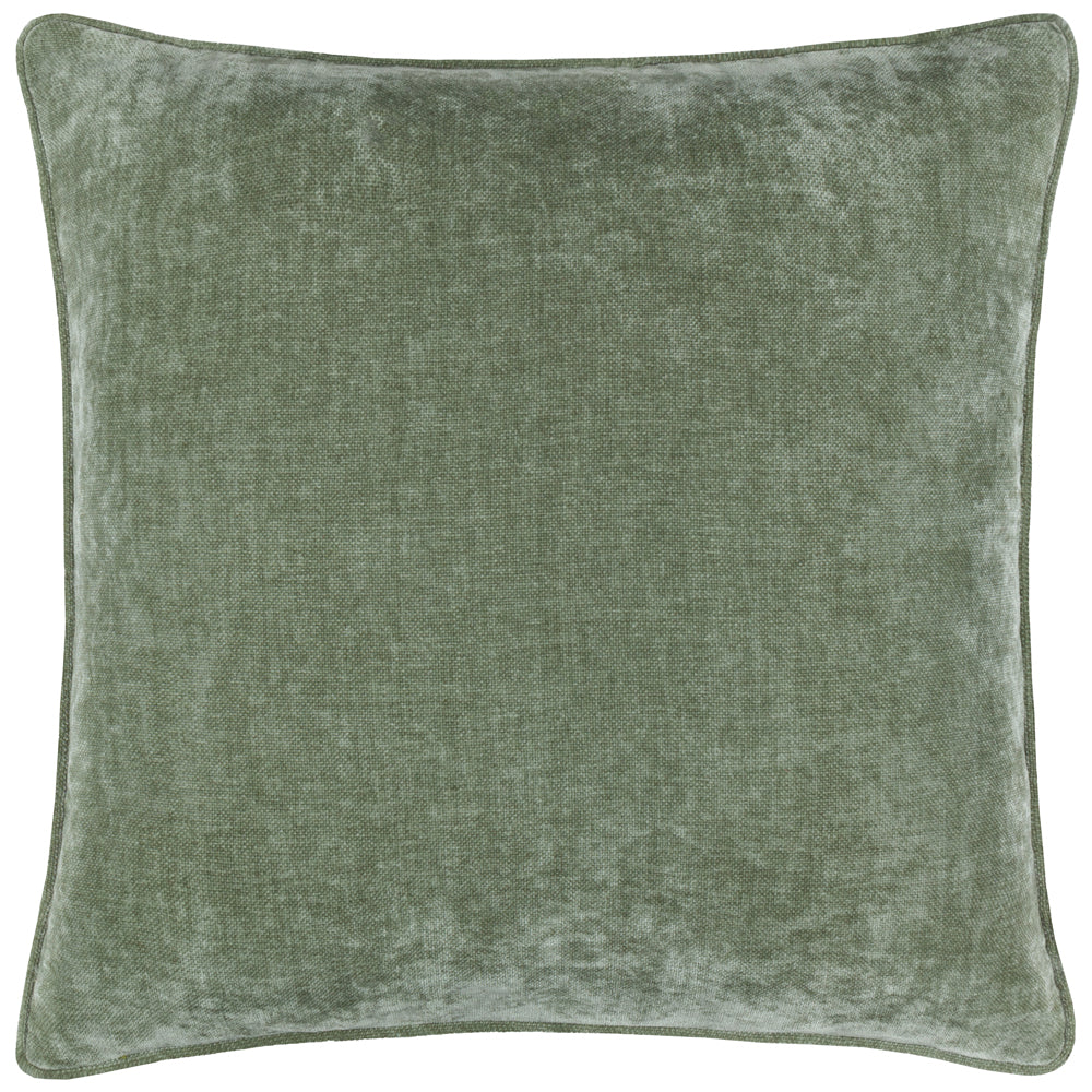 Plain Green Cushions - Heavy Chenille Piped Polyester Filled Cushion Eucalyptus Yard