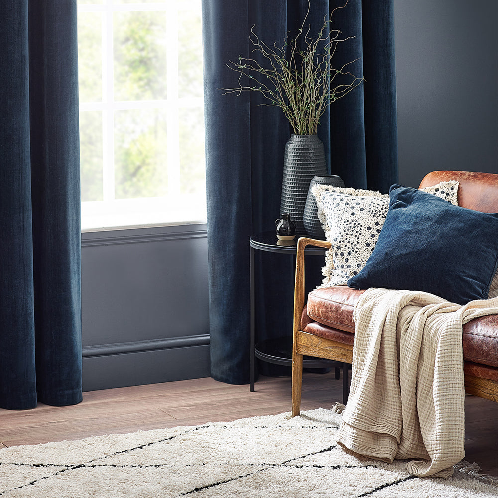 Plain Blue Cushions - Heavy Chenille Cushion Cover Navy Yard