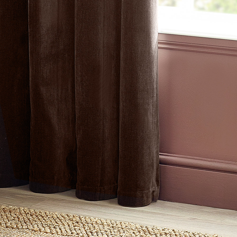 Plain Brown Curtains - Heavy Chenille Room Darkening Eyelet Curtains Brown Yard