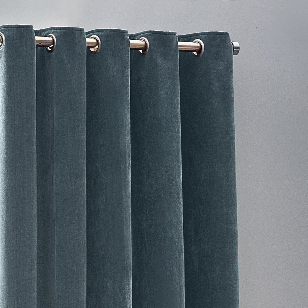 Plain Blue Curtains - Heavy Chenille Room Darkening Eyelet Curtains Marine Yard
