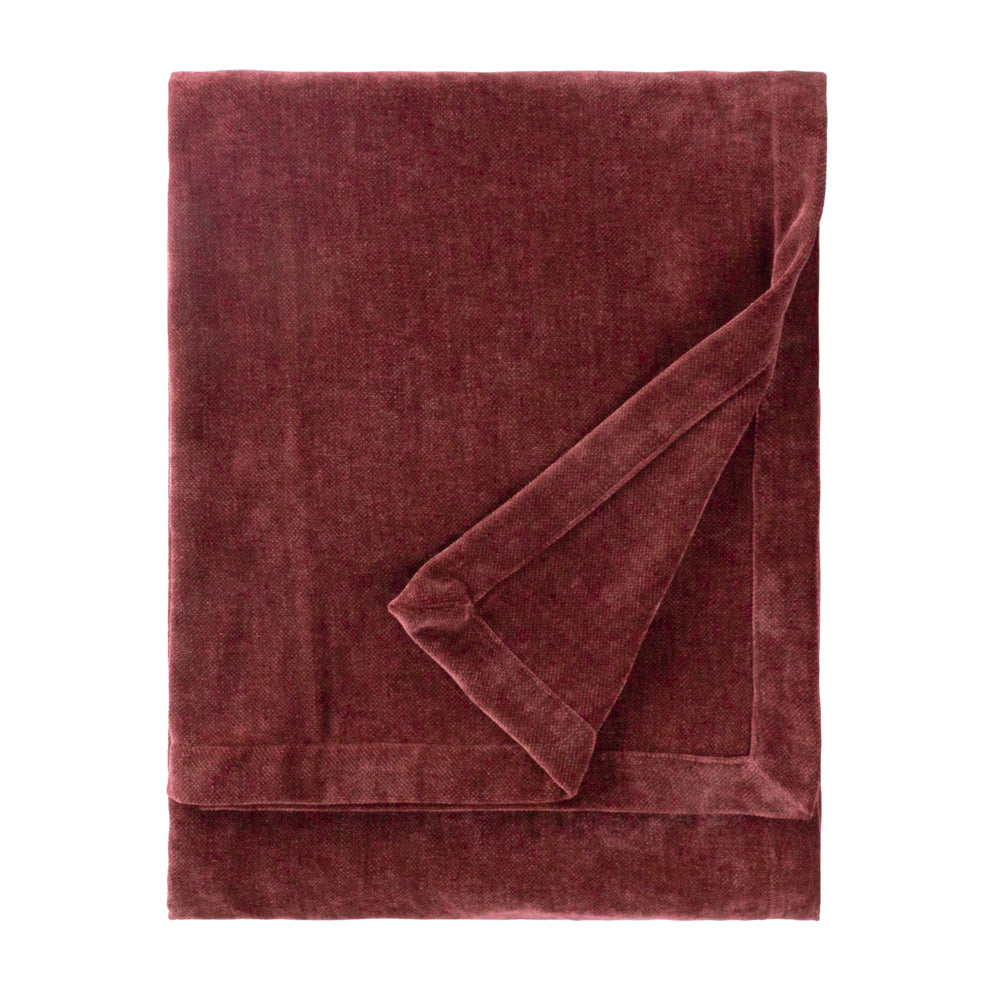 Plain Beetroot Throws - Heavy Chenille Velvet Throw Beetroot Yard