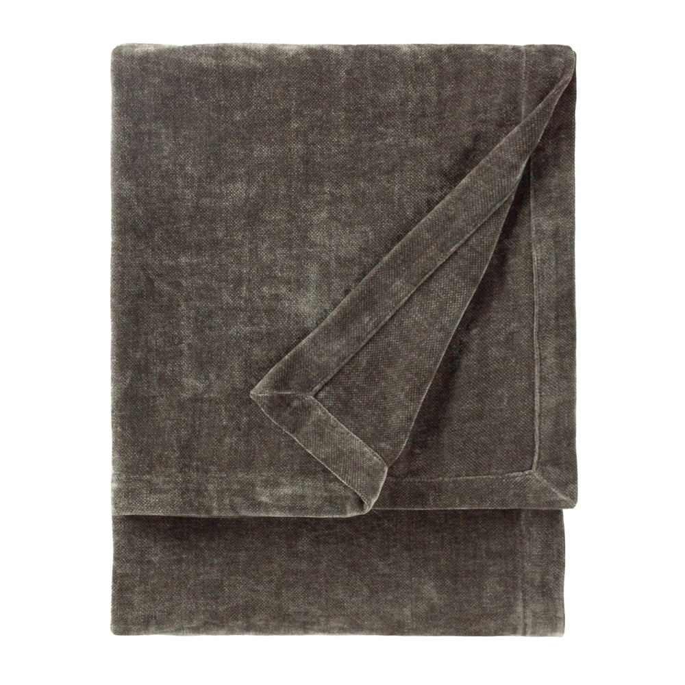 Plain Black Throws - Heavy Chenille Velvet Throw Charcoal Yard