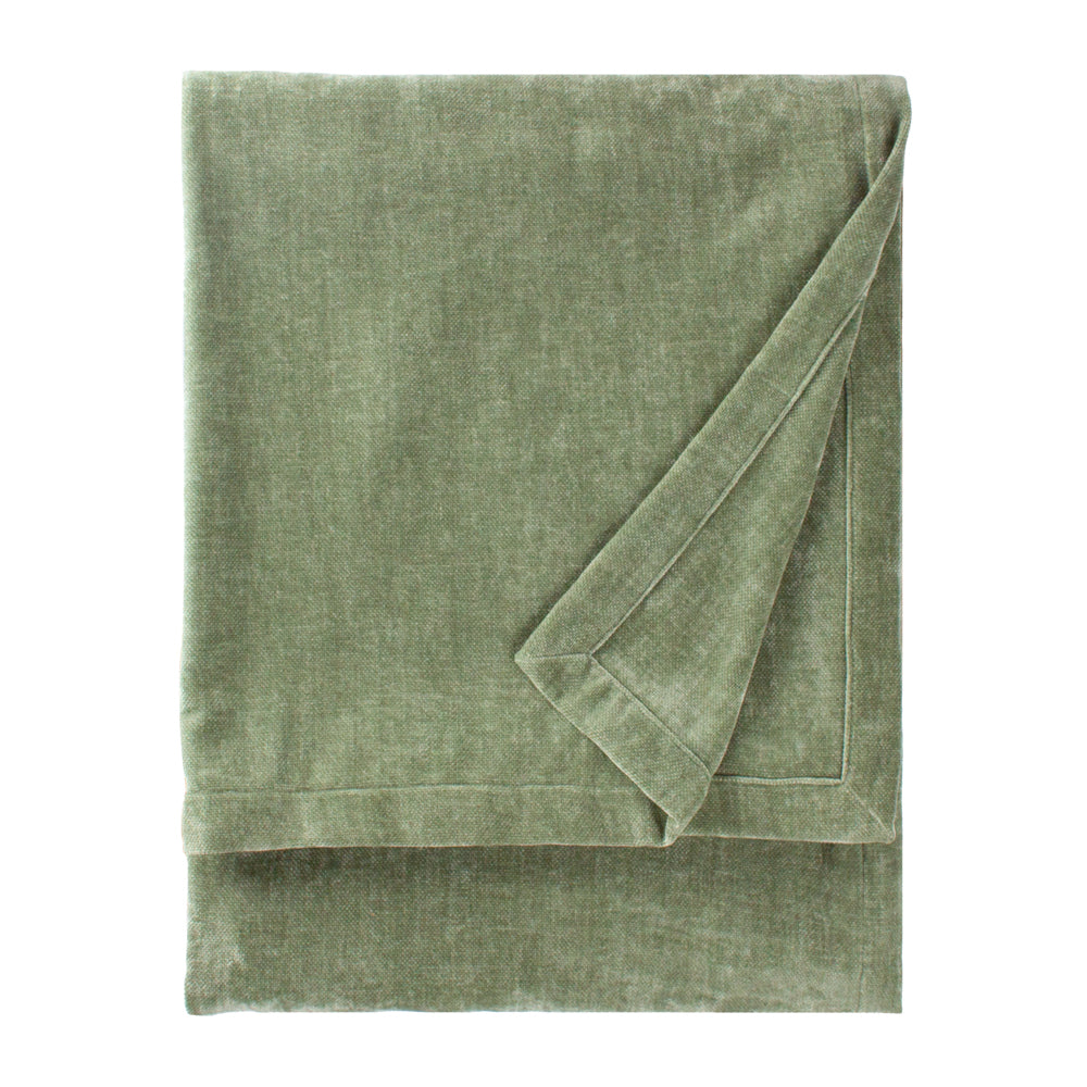 Plain Green Throws - Heavy Chenille Velvet Throw Eucalyptus Yard