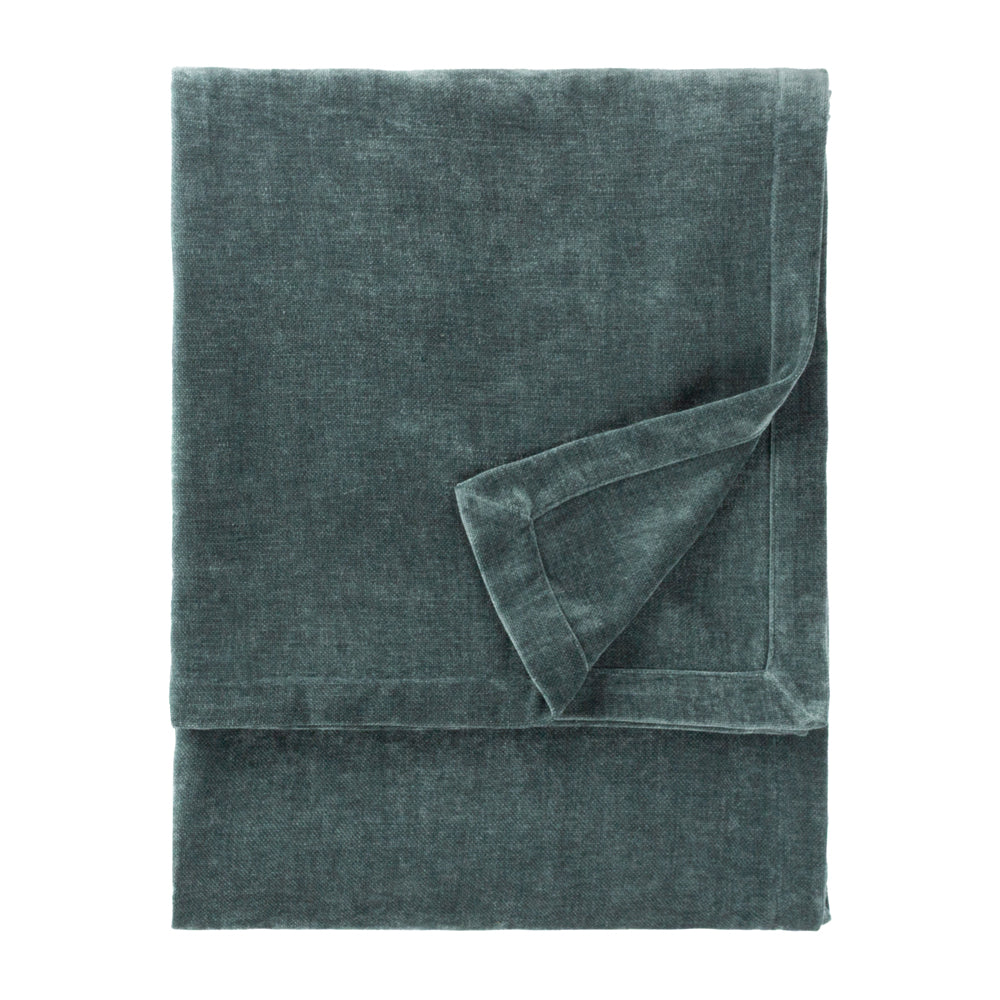 Plain Blue Throws - Heavy Chenille Velvet Throw Marine Yard