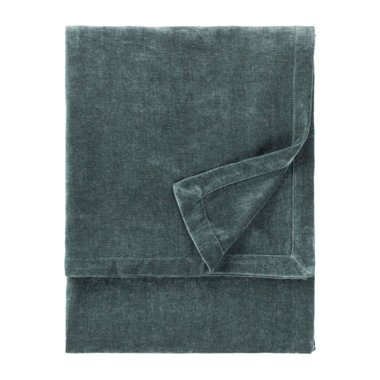 Plain Blue Throws - Heavy Chenille Velvet Throw Marine Yard