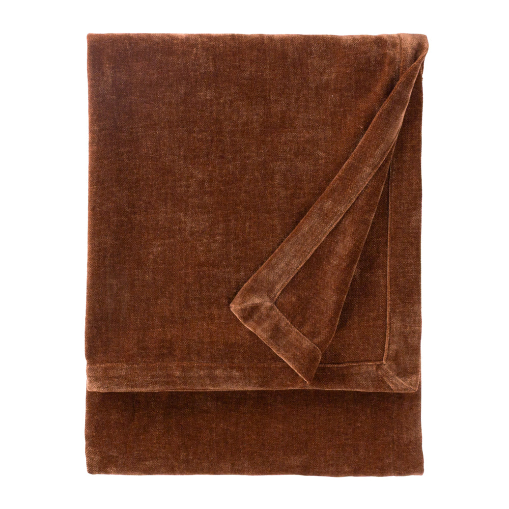 Plain Orange Throws - Heavy Chenille Velvet Throw Nutmeg Yard