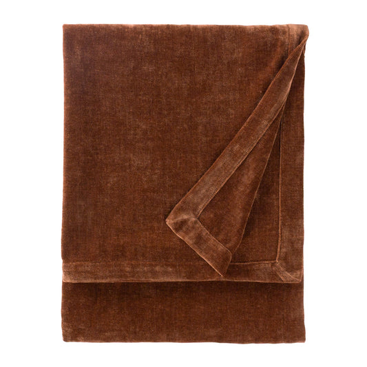 Plain Orange Throws - Heavy Chenille Velvet Throw Nutmeg Yard