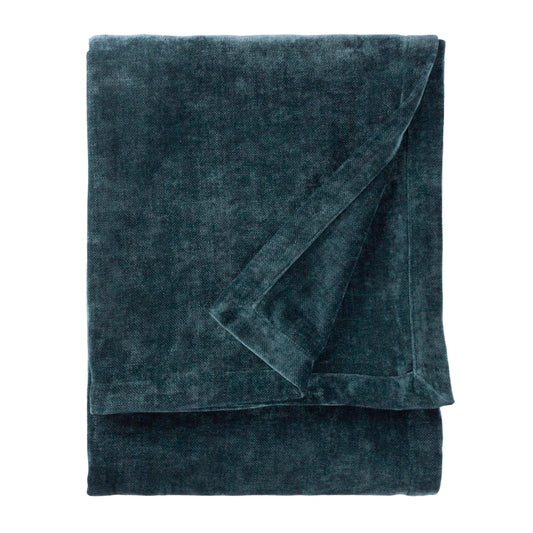 Plain Blue Throws - Heavy Chenille Velvet Throw Navy Yard