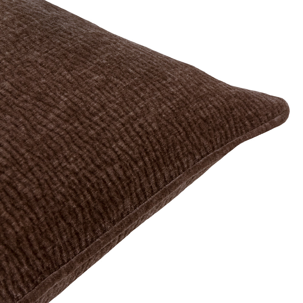 Plain Brown Cushions - Heath Washed Velvet Textured Cushion Cover Espresso Brown Yard
