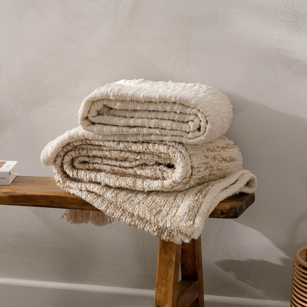Plain Cream Throws - Heath Throw Ecru Yard