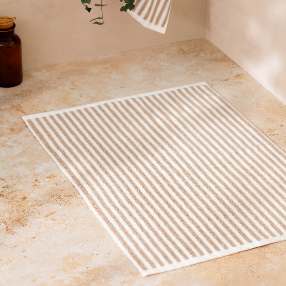 Striped Beige Bathroom - Hebden Striped Cotton Bath Mat Natural Yard