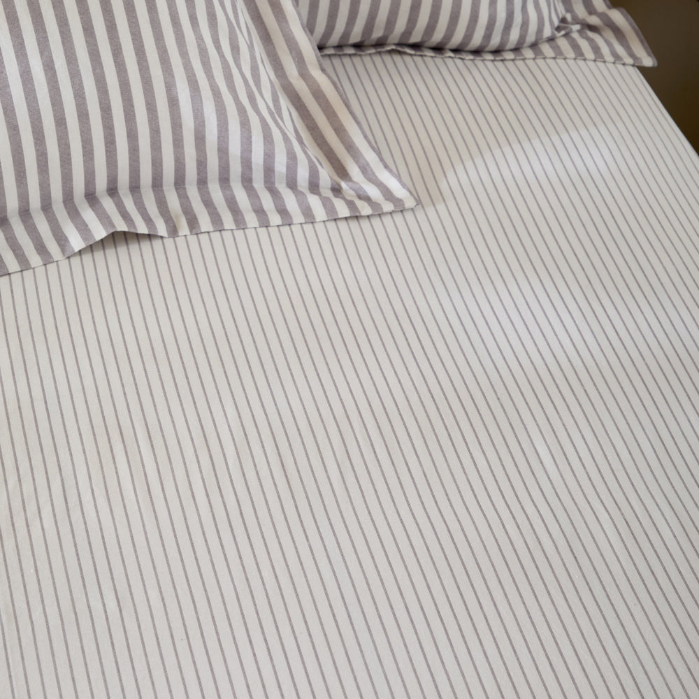 Striped Purple Bedding - Hebden 100% Cotton Narrow Stripe Fitted Bed Sheet Mauve Yard