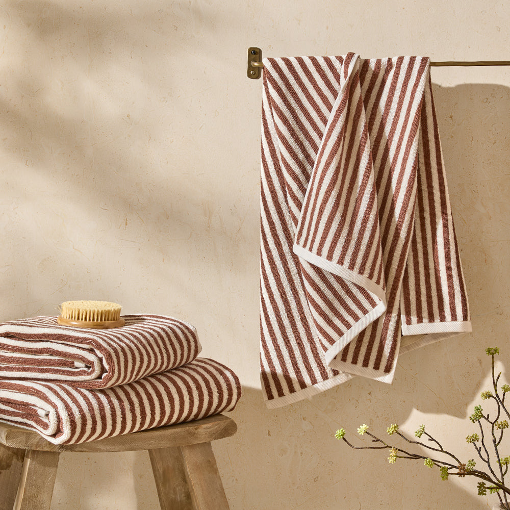 Striped Brown Bathroom - Hebden Striped Cotton Towels Pecan Yard