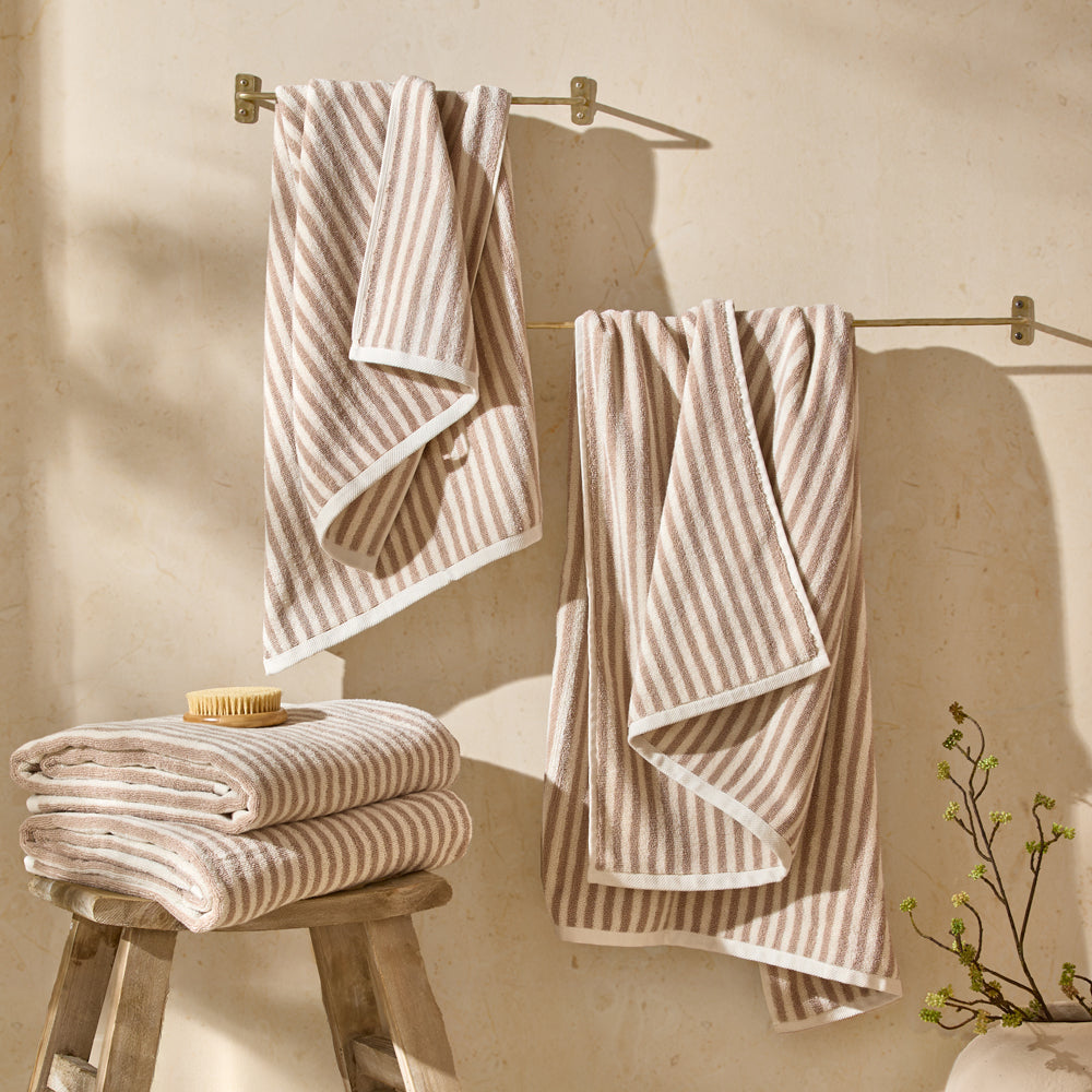 Striped Beige Bathroom - Hebden Striped Cotton Towels Natural Yard