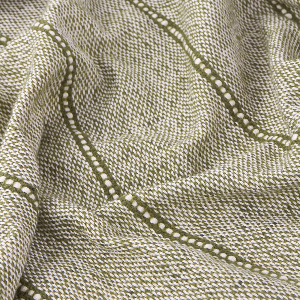 Striped Green Throws - Hedon Woven Indoor/Outdoor Throw Moss Yard