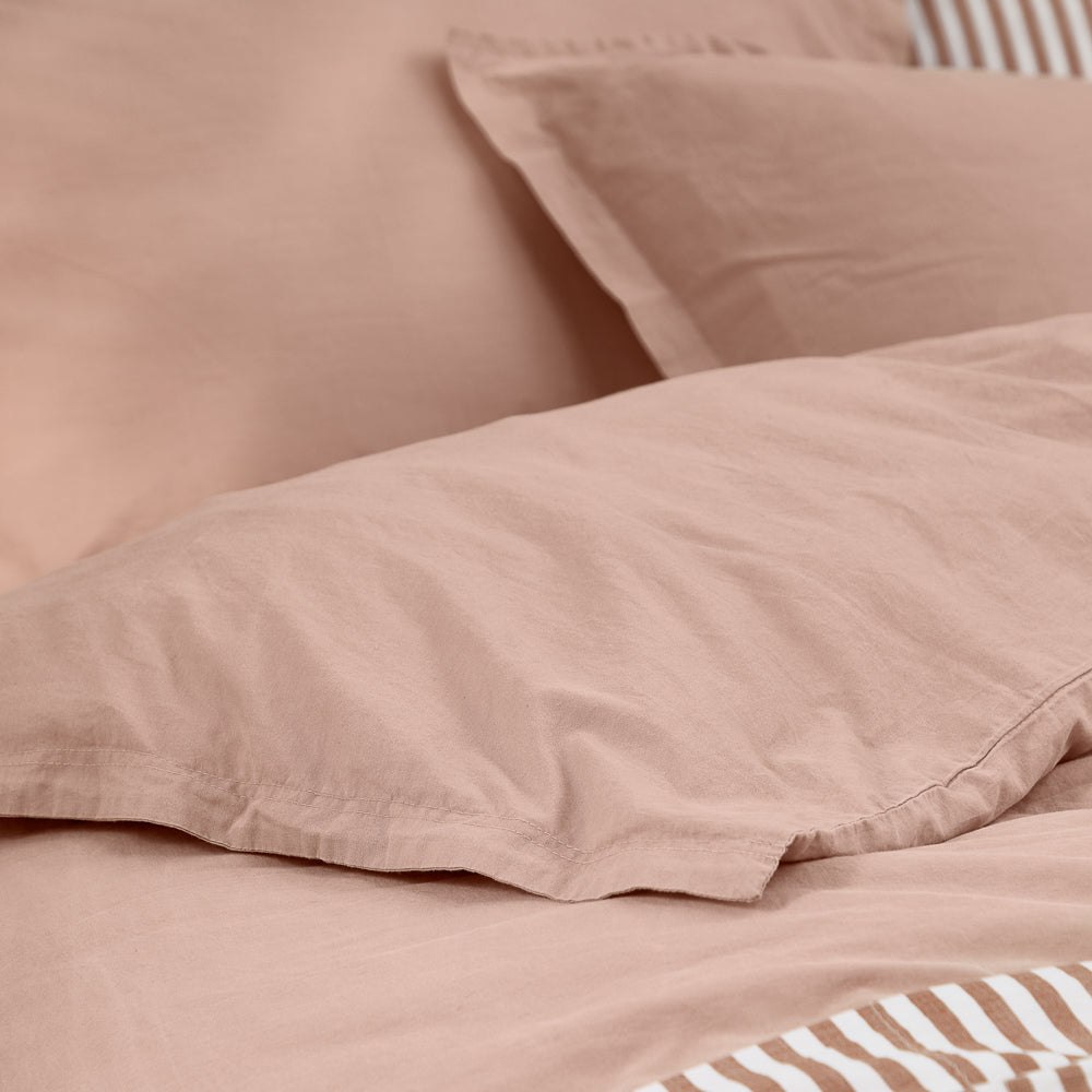 Plain Pink Bedding - Hebden Washed Cotton Duvet Cover Set Cotta Yard