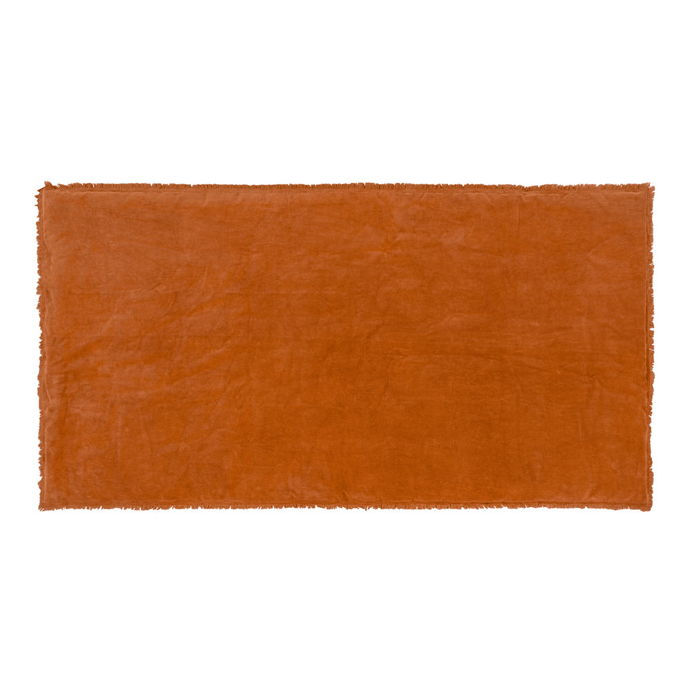 Plain Orange Bedding - Jaye Cotton Velvet Filled Bedspread Rust Yard