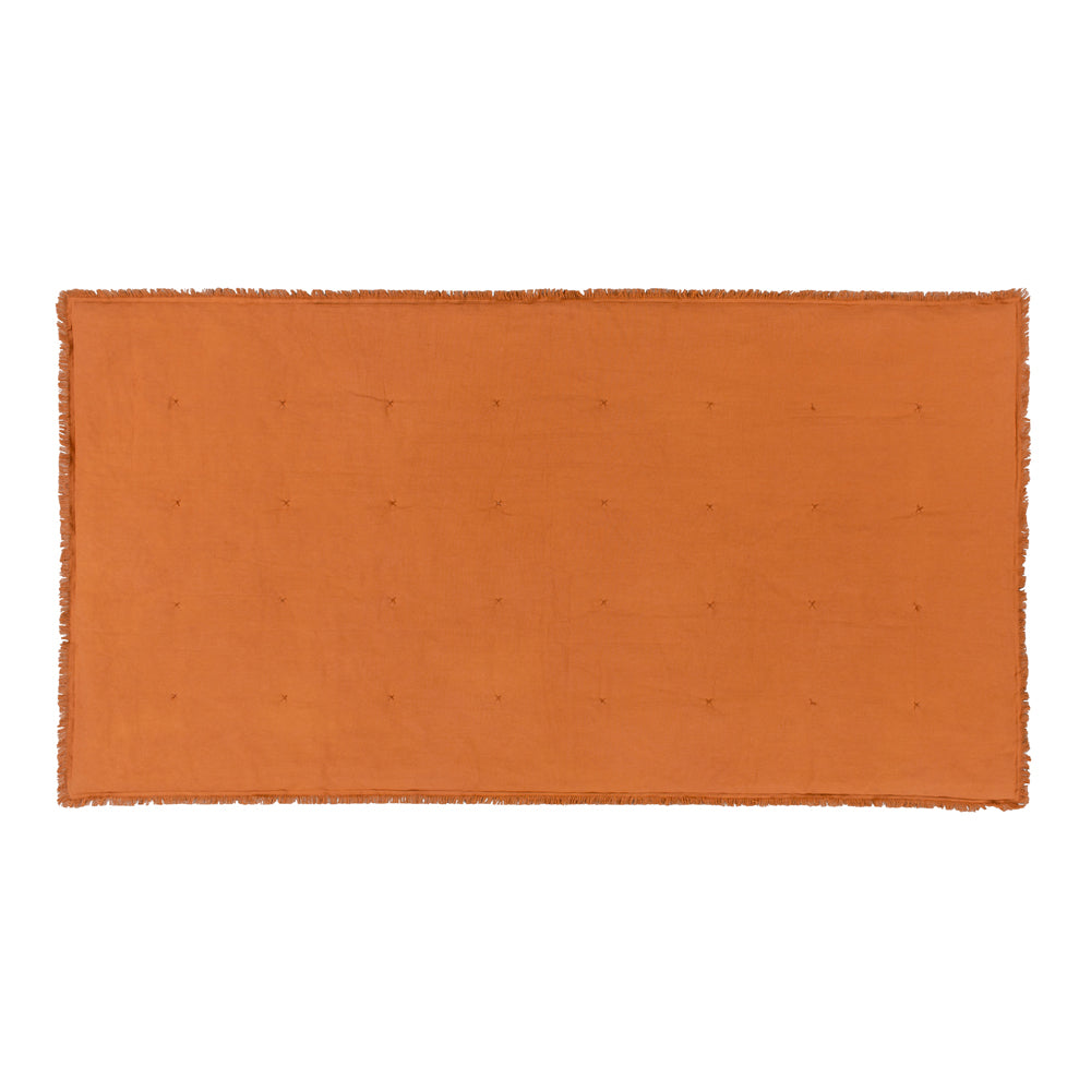 Plain Orange Bedding - Jaye Cotton Velvet Filled Bedspread Rust Yard