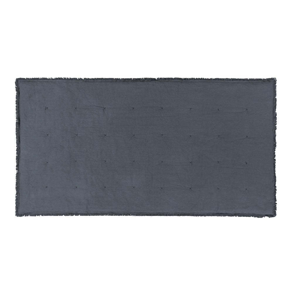 Plain Blue Bedding - Jaye Cotton Velvet Filled Bedspread Slate Yard