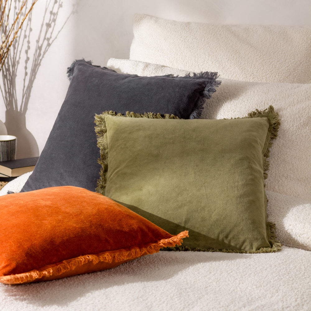 Plain Green Cushions - Jaye Cushion Cover Moss Yard