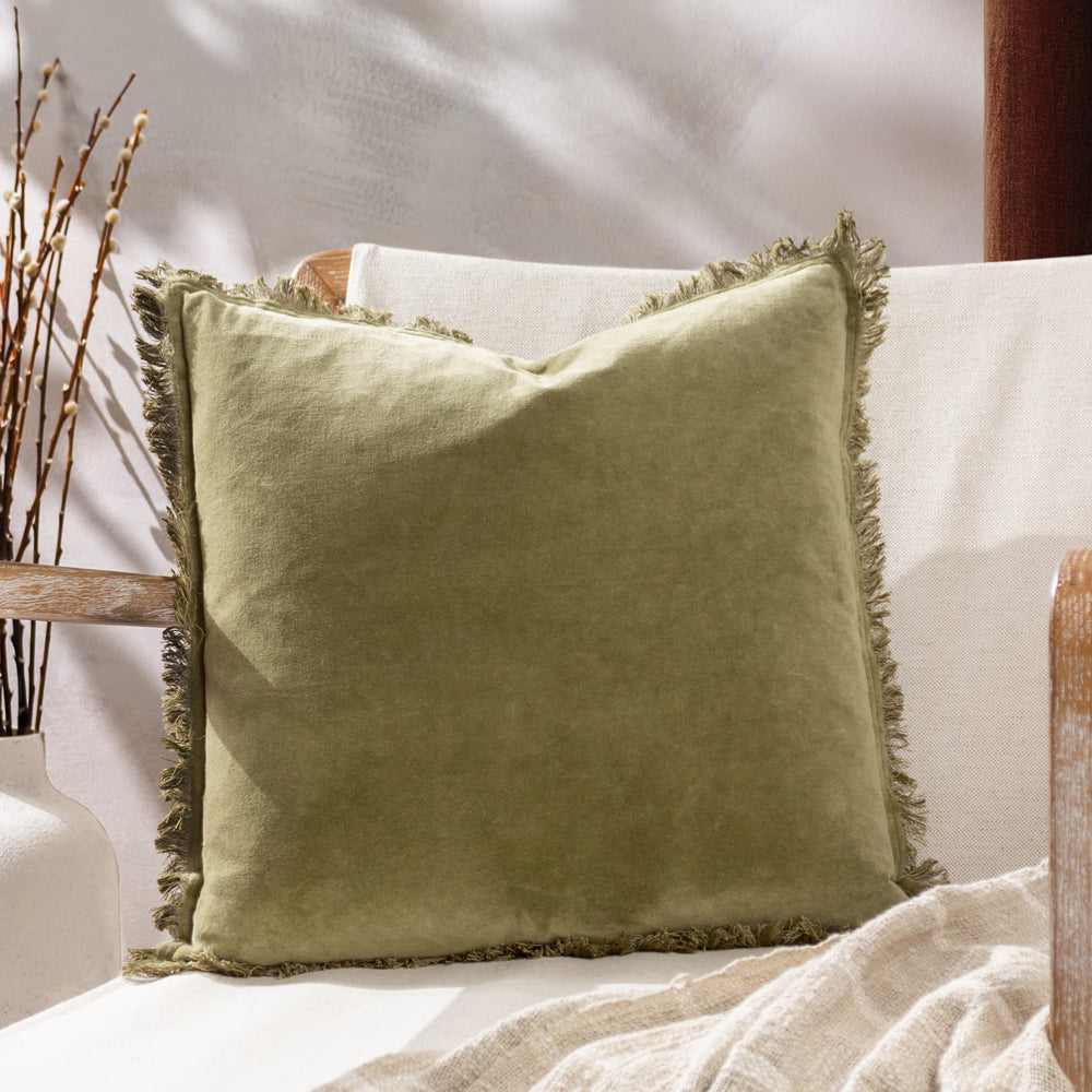 Plain Green Cushions - Jaye Cushion Cover Moss Yard