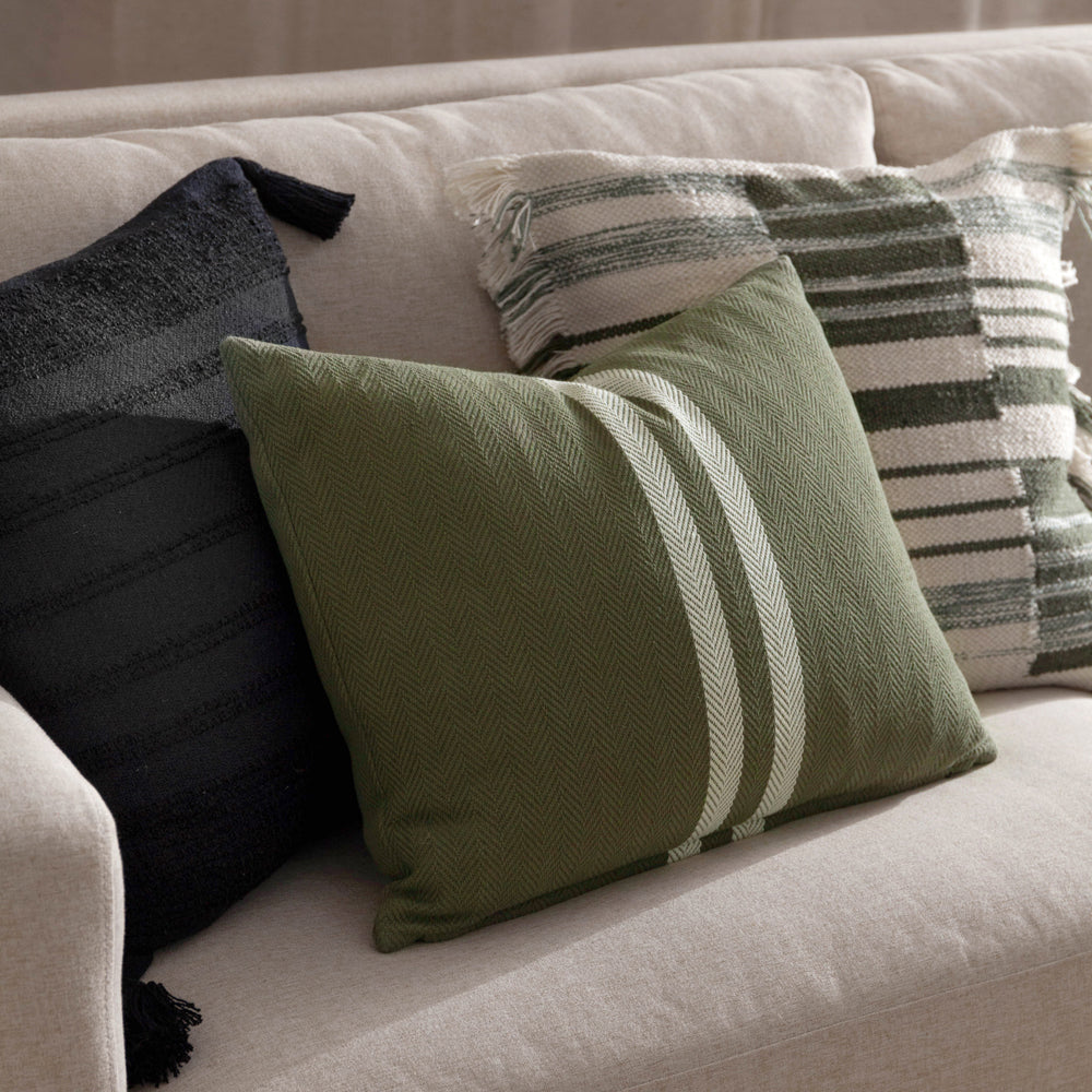 Black Cushions - Larch Woven Polyester Filled Cushion Black Yard
