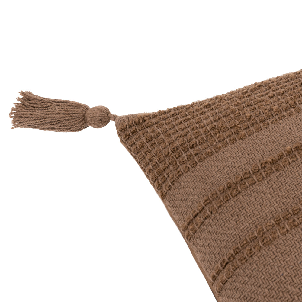 Brown Cushions - Larch Woven Polyester Filled Cushion Cocoa Yard