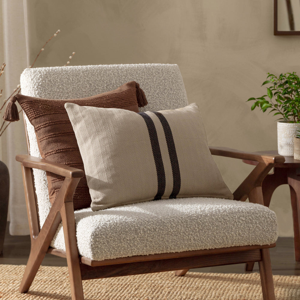 Brown Cushions - Larch Woven Polyester Filled Cushion Cocoa Yard