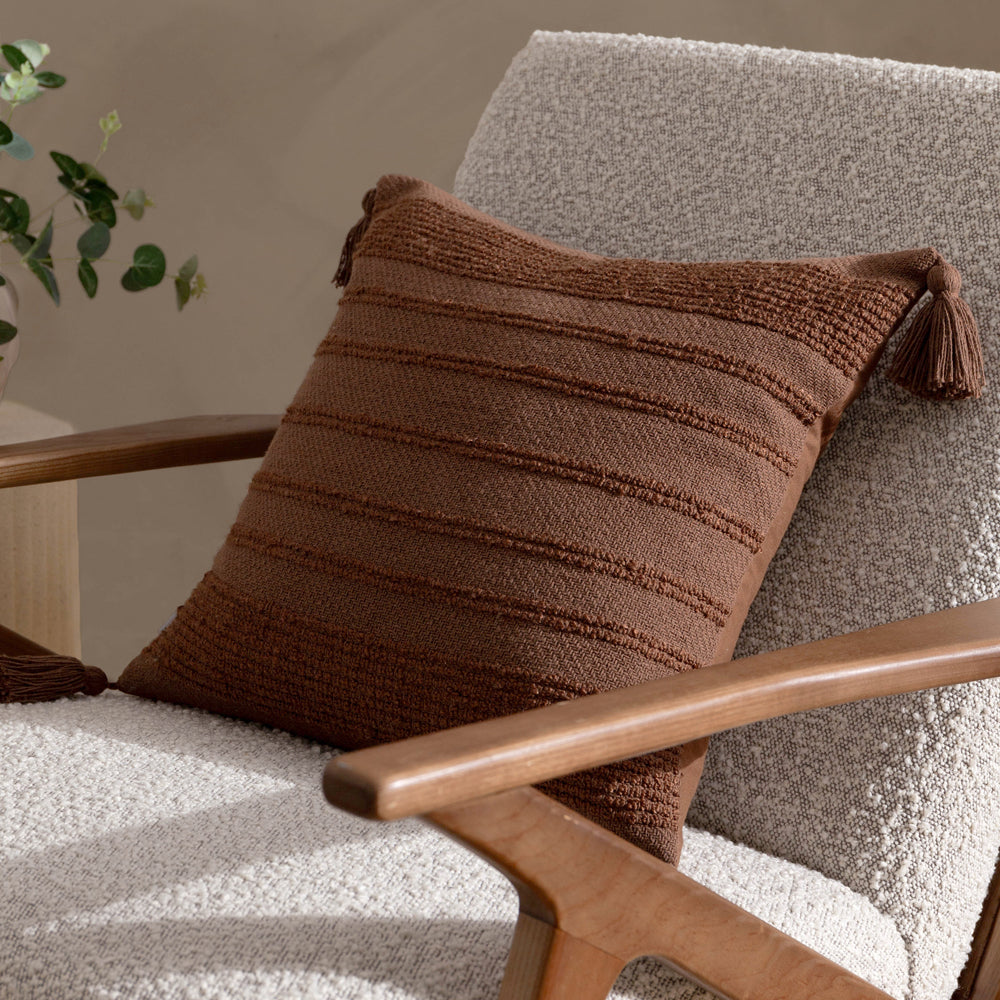 Brown Cushions - Larch Woven Polyester Filled Cushion Cocoa Yard