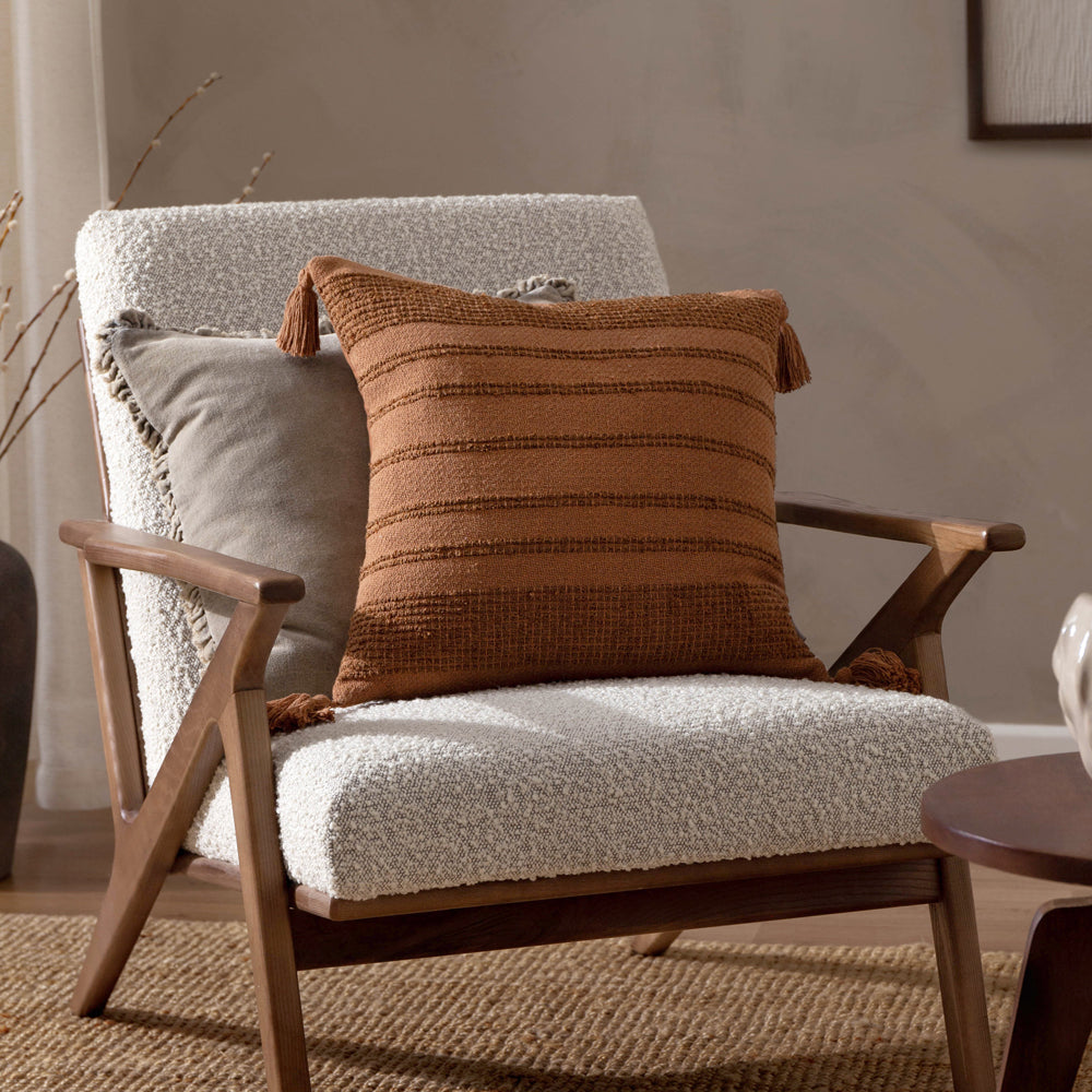 Orange Cushions - Larch Woven Polyester Filled Cushion Ginger Yard