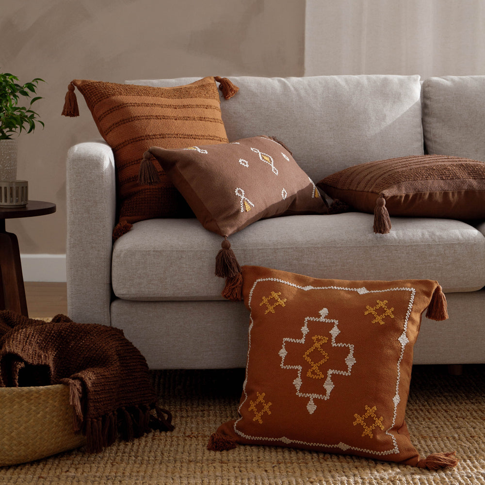 Orange Cushions - Larch Woven Polyester Filled Cushion Ginger Yard