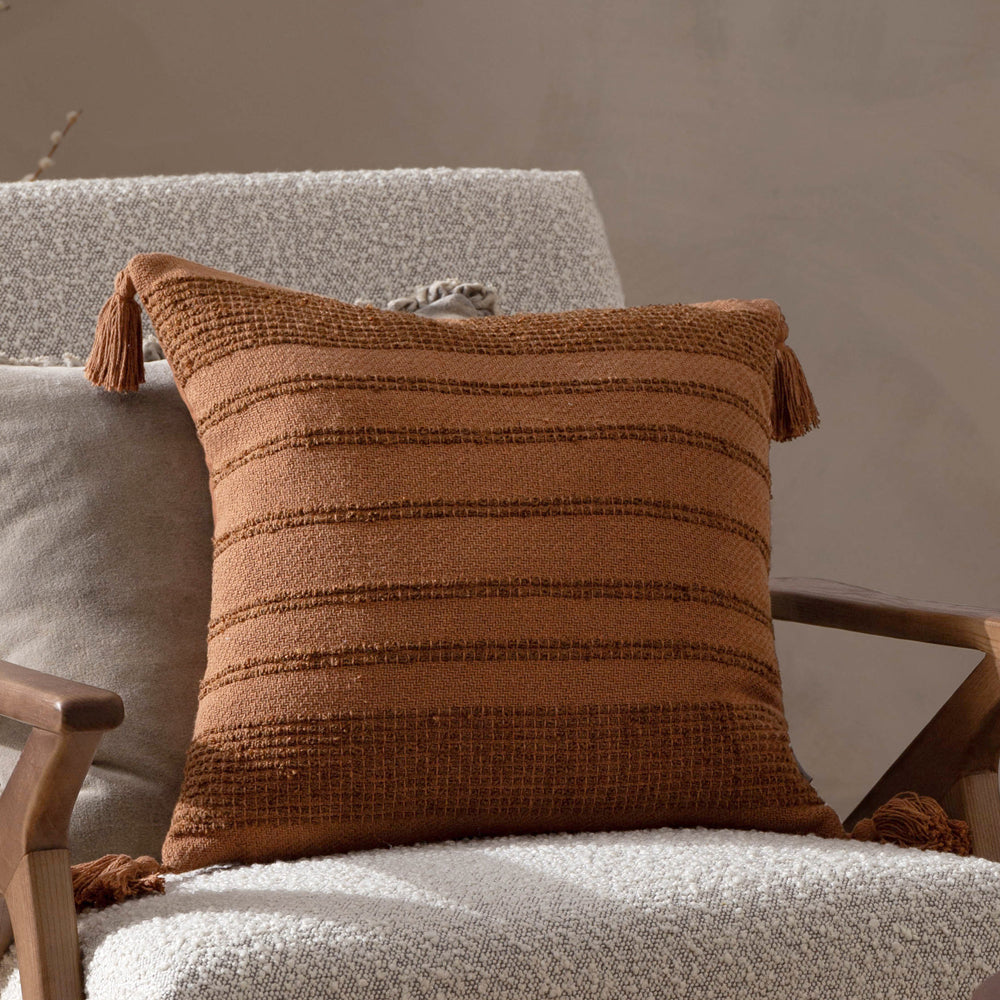 Orange Cushions - Larch Woven Polyester Filled Cushion Ginger Yard