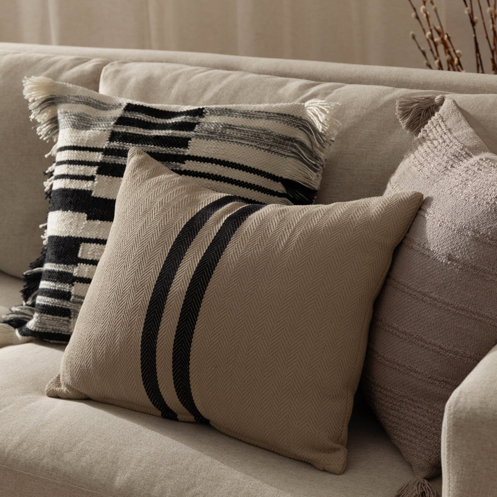 Grey Cushions - Larch Woven Polyester Filled Cushion Stone Yard