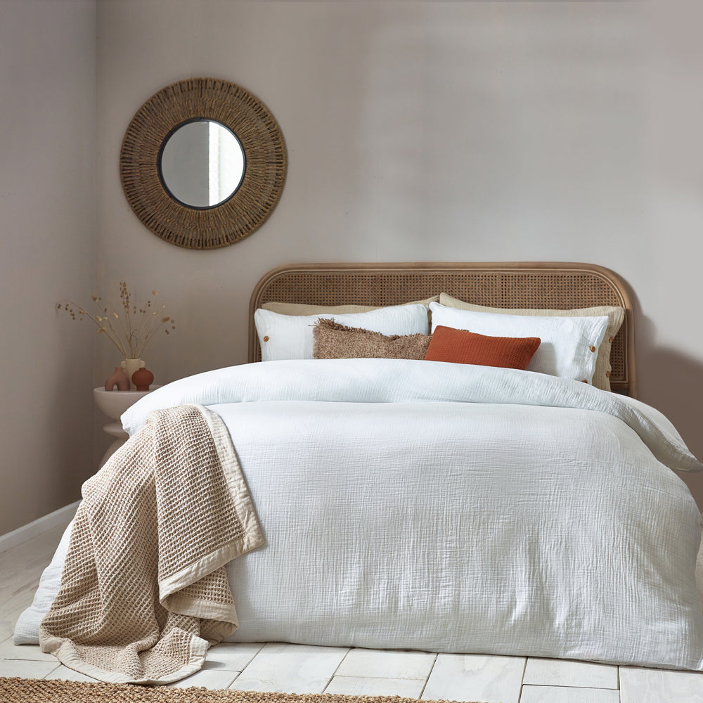 Plain White Bedding - Lark Cotton Muslin Duvet Cover Set White Yard