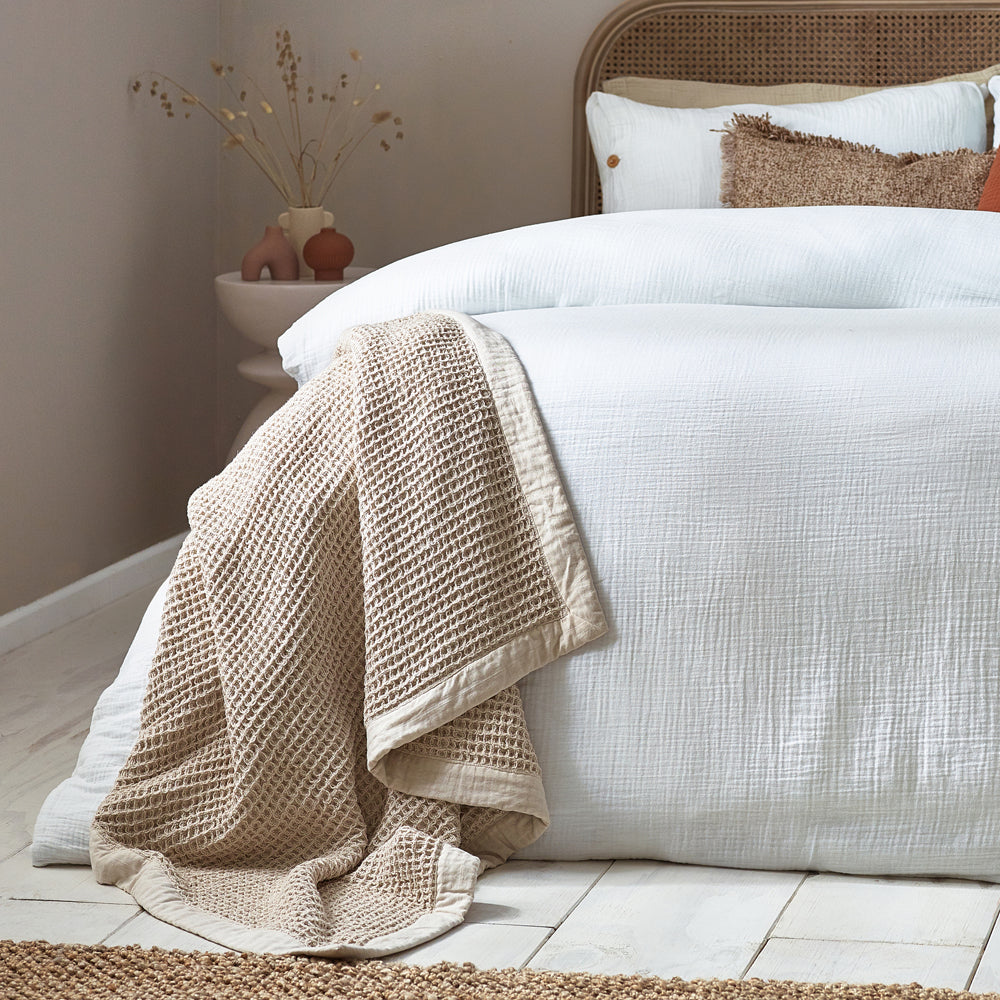 Plain White Bedding - Lark Cotton Muslin Duvet Cover Set White Yard