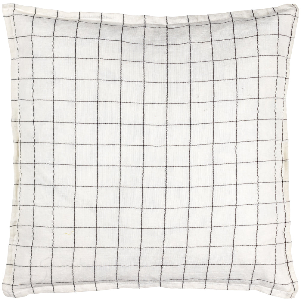 Check White Cushions - Linen Grid Check Cushion Cover Ecru Yard