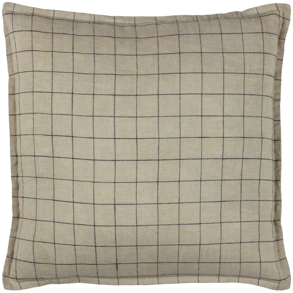 Check Cream Cushions - Linen Grid Check Cushion Cover Stone Yard