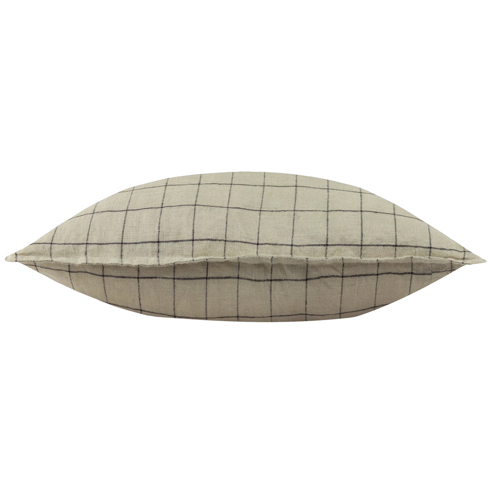 Check Cream Cushions - Linen Grid Check Cushion Cover Stone Yard