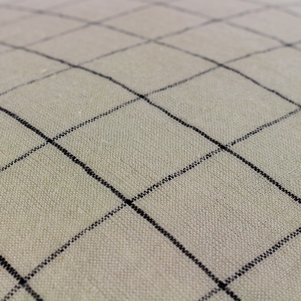 Check Cream Cushions - Linen Grid Check Cushion Cover Stone Yard