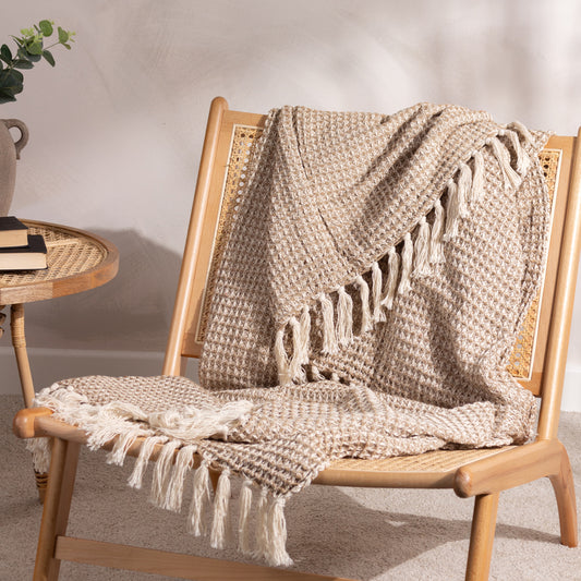 Plain Cream Throws - Lorne  Throw Biscuit Yard