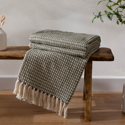 Plain Green Throws - Lorne  Throw Lichen Yard