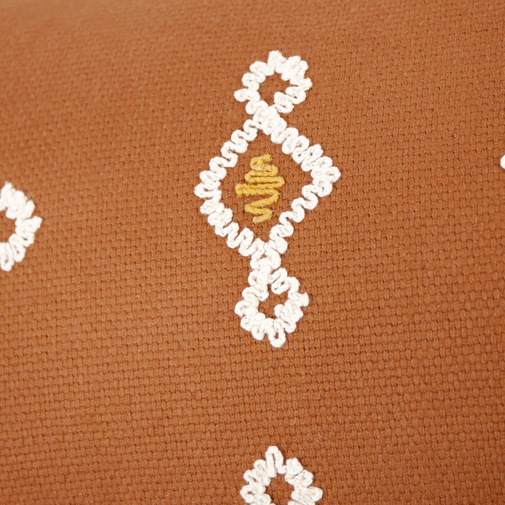 Meare Embroidered Cotton Cushion Ginger