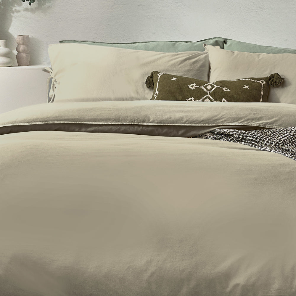 Plain Beige Bedding - Mallow Bow Tie Duvet Cover Set Linen Yard