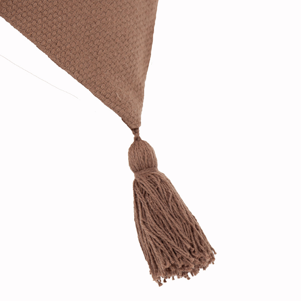 Geometric Brown Cushions - Meare Embroidered Cotton Polyester Filled Cushion Cocoa Yard