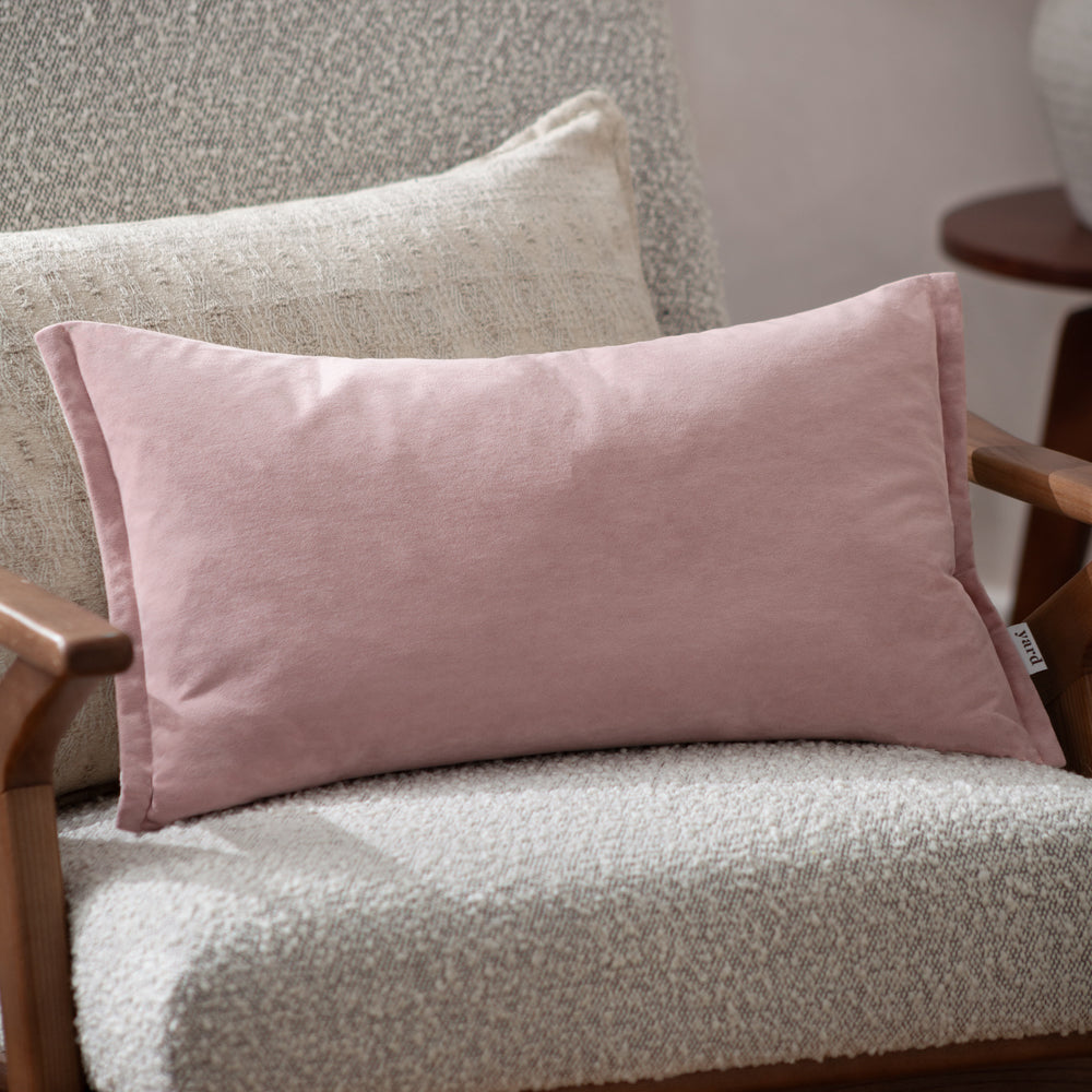Plain Pink Cushions - Merton Rectangular Velvet Polyester Filled Cushion Dusty Rose Yard