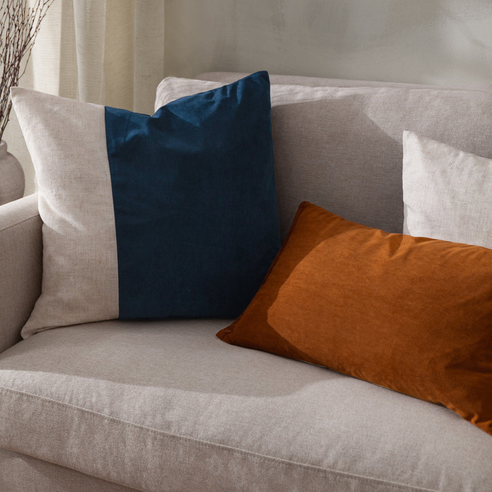 Plain Orange Cushions - Merton Rectangular Velvet Polyester Filled Cushion Pecan Yard