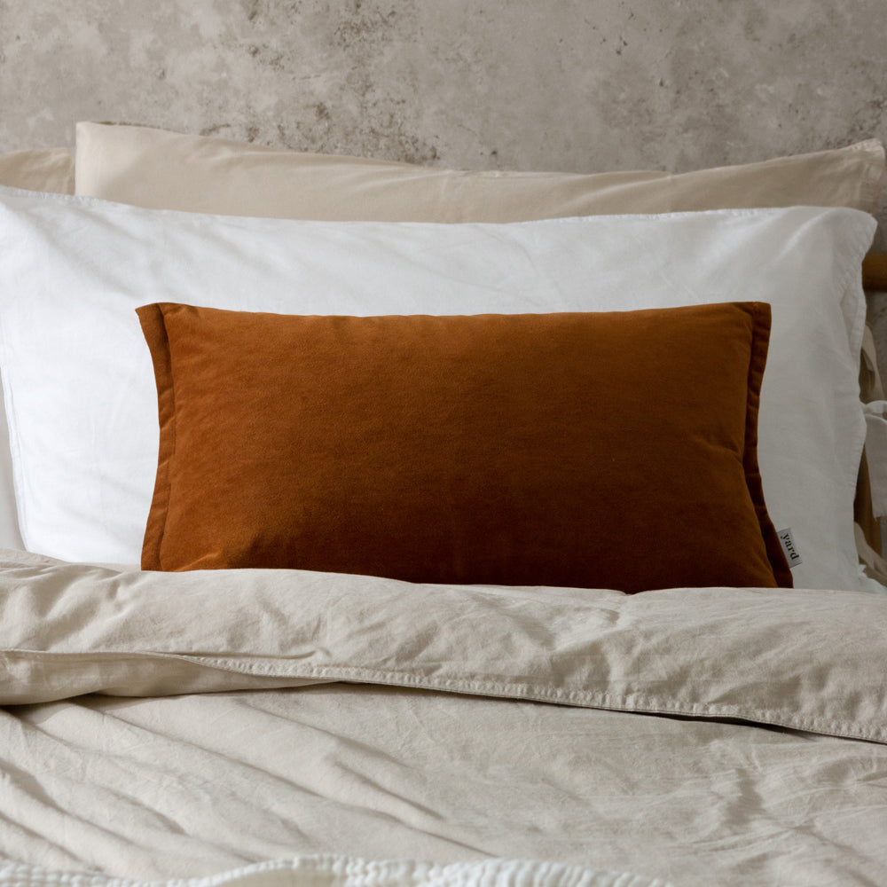 Plain Orange Cushions - Merton Rectangular Velvet Polyester Filled Cushion Pecan Yard